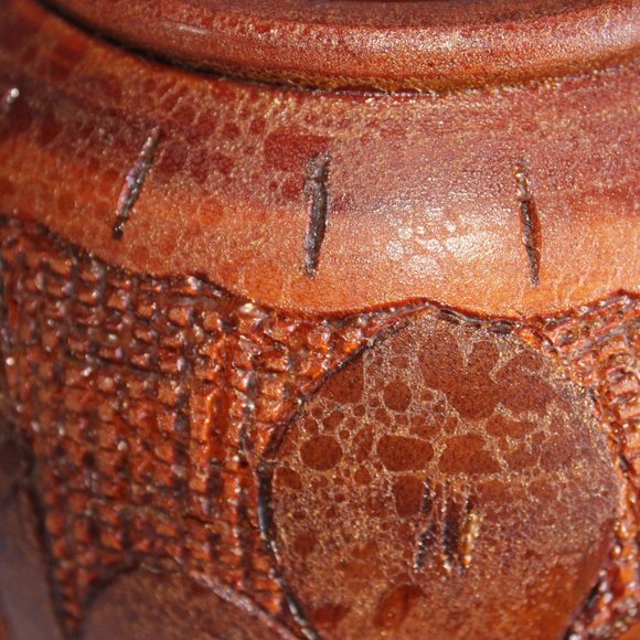 Vintage Hand Turned Carved Solid Wood Pedestal Vase With Lid 14" Tall - Picture 12 of 12